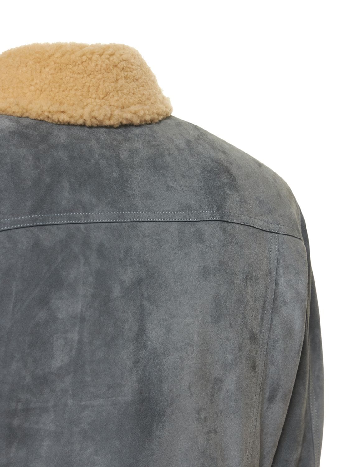 Shop Tom Ford Buttery Suede Shearling Trucker Jacket In Light Blue