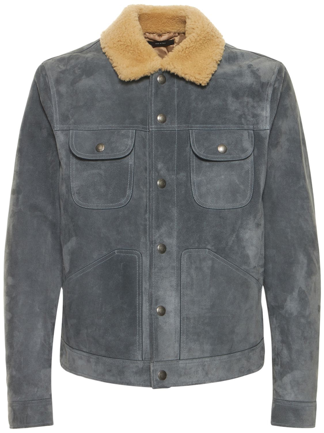 Image of Buttery Suede Shearling Trucker Jacket