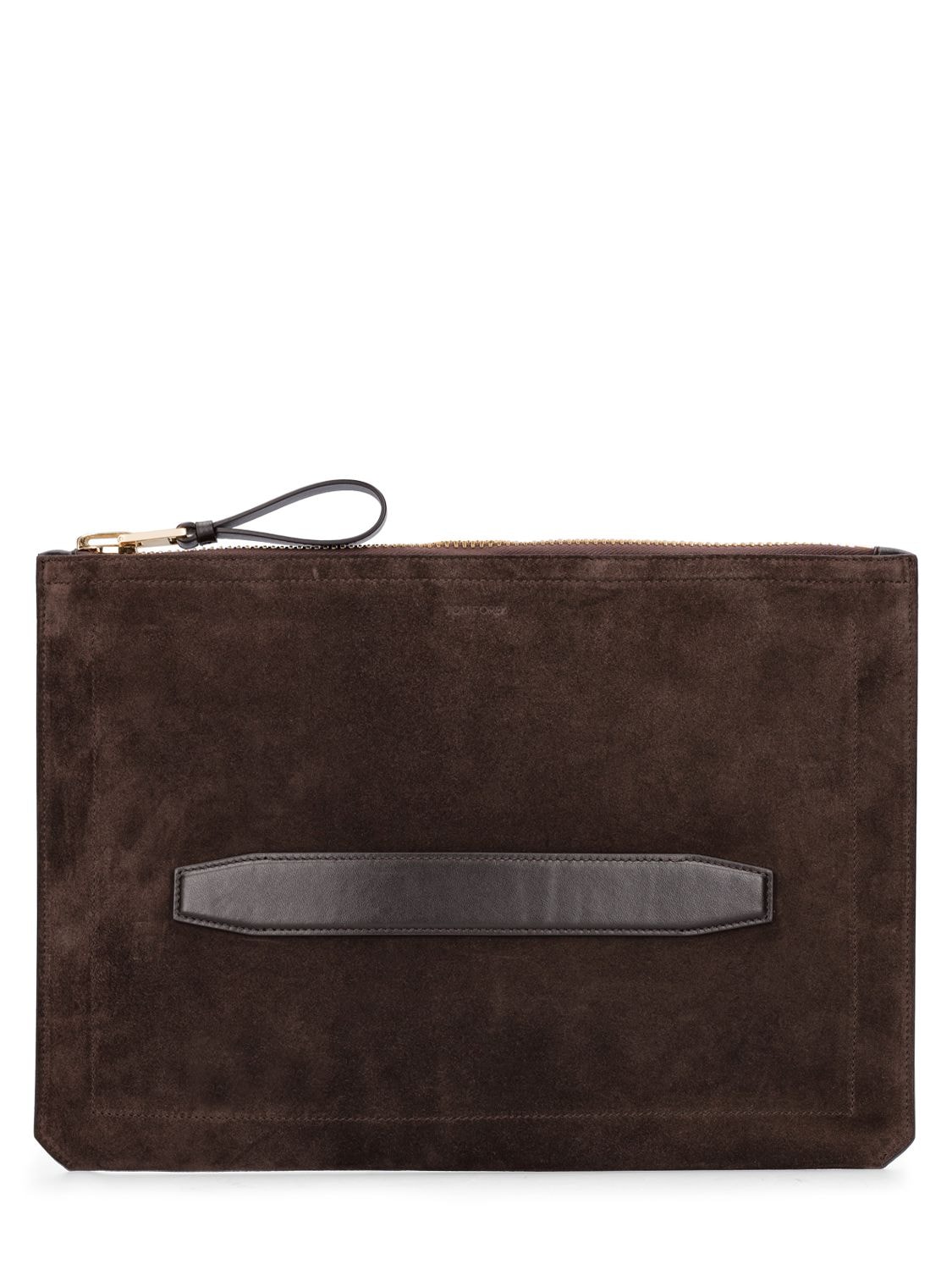 Tom Ford Buckley Suede & Leather Handle Portfolio In Brown