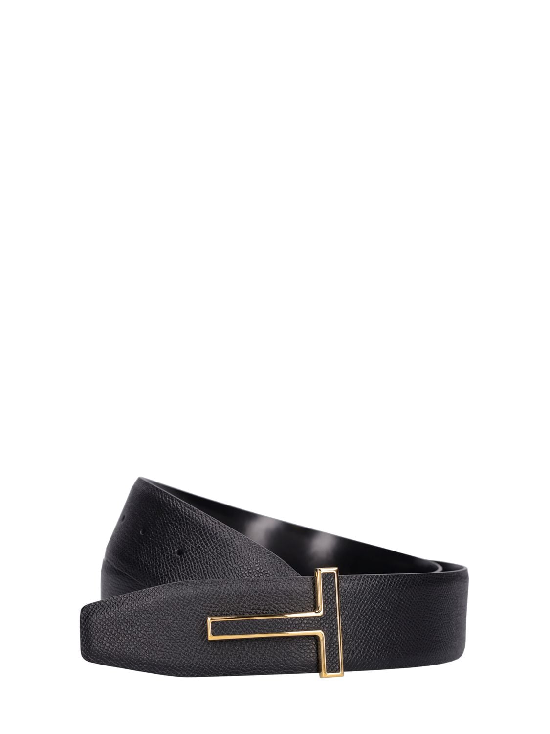 Tom Ford Leather T Belt In Black