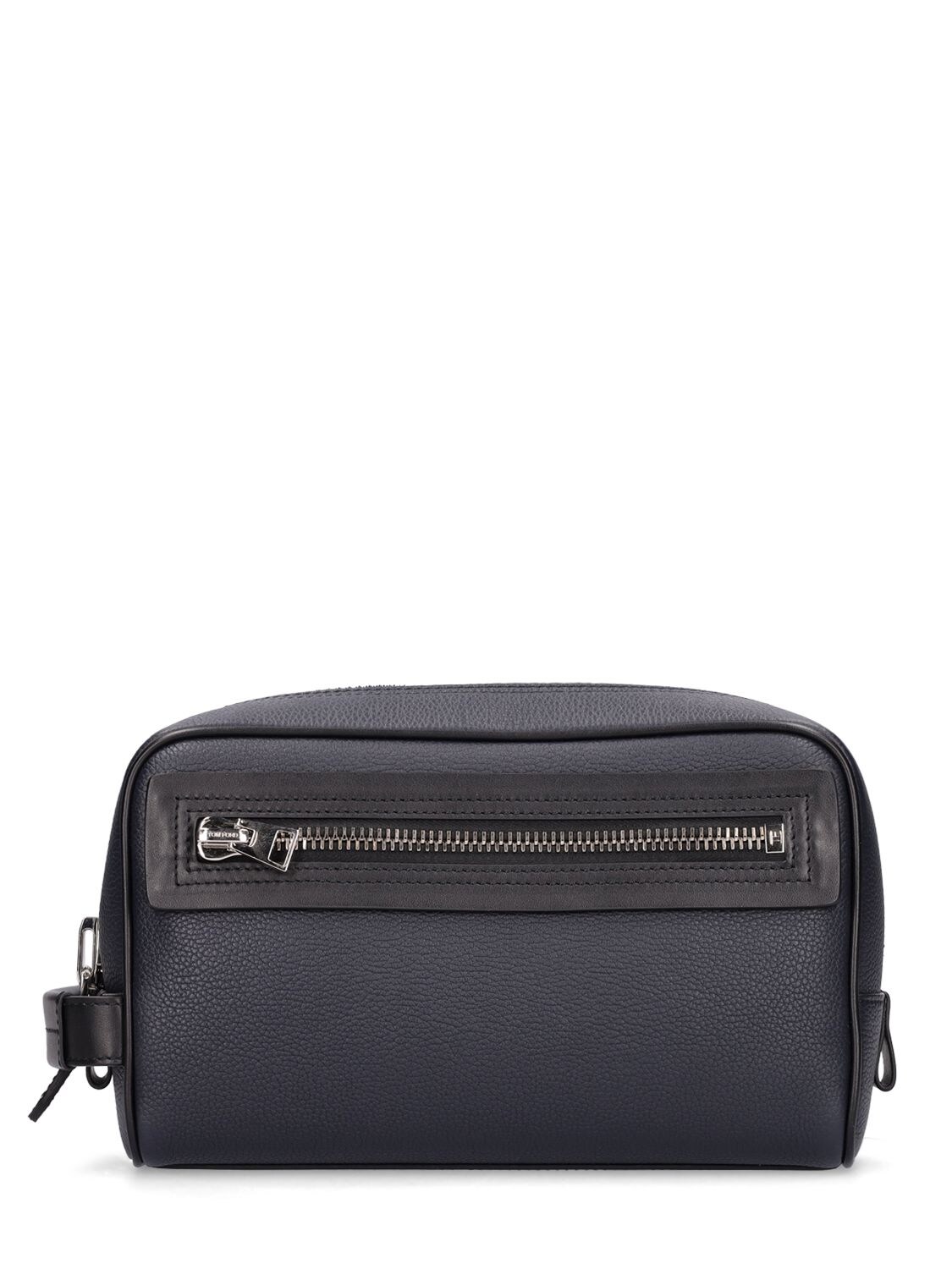 Tom Ford Leather Toiletry Bag In Midnight Blue | ModeSens