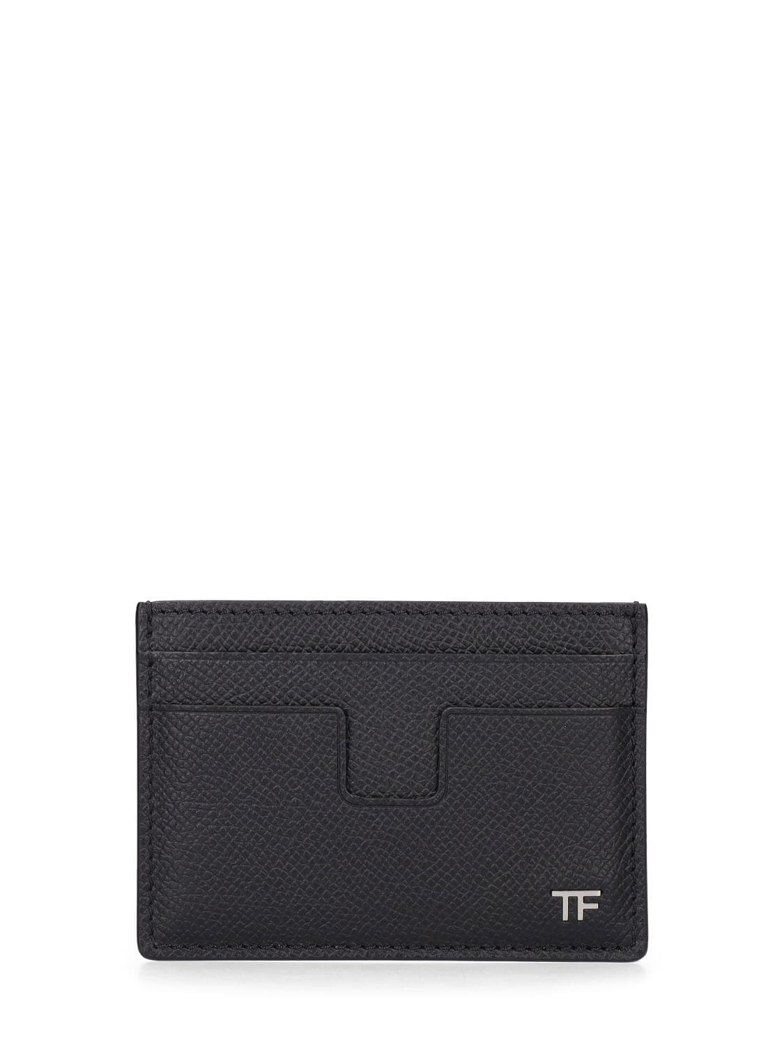 Tom Ford Small Leather Money Clip Cardholder In Black