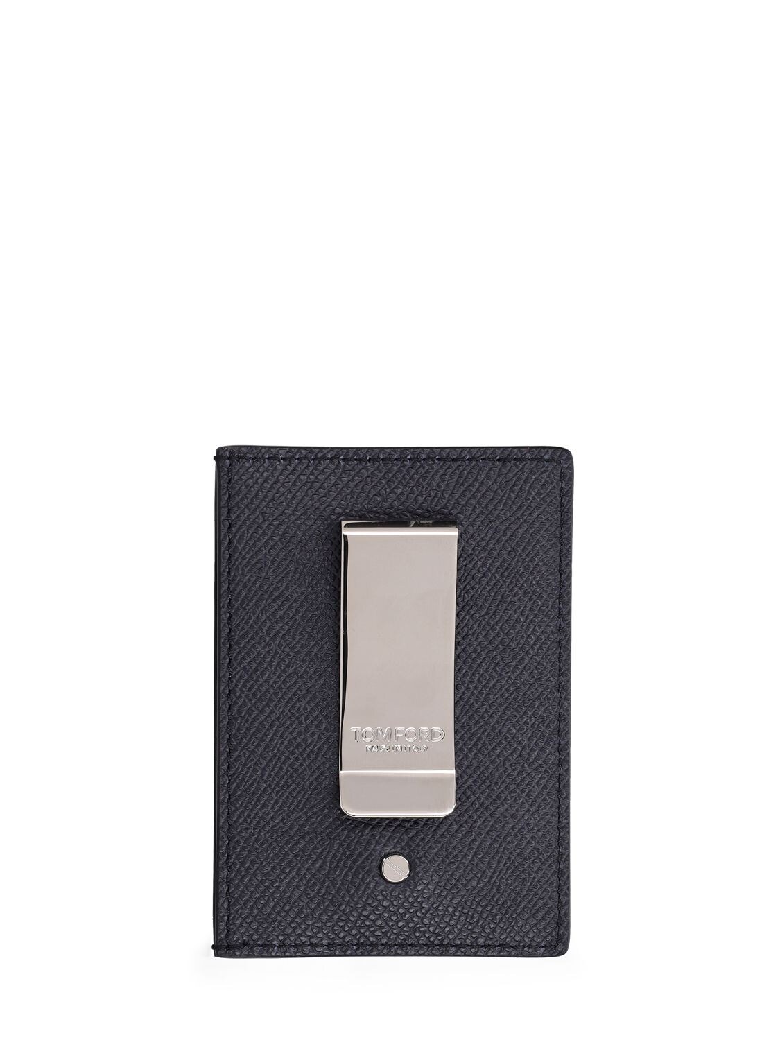 Tom Ford Small Leather Money Clip Cardholder In Midnight Blue | ModeSens