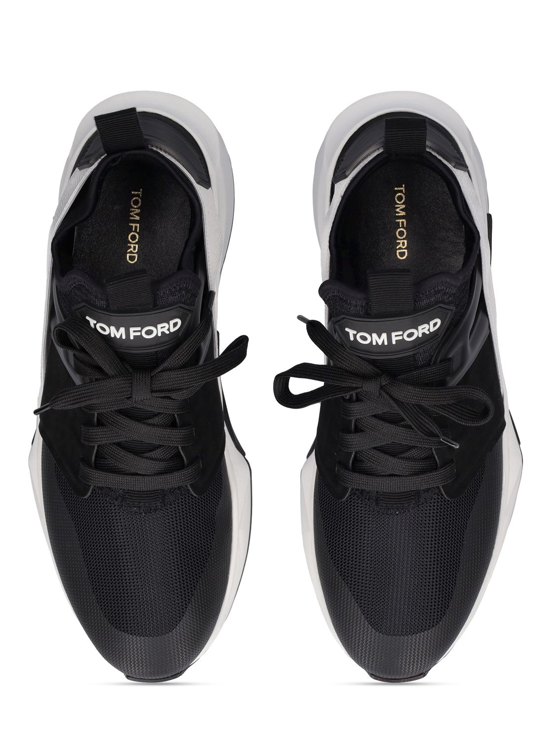 Shop Tom Ford Alcantara Tech & Leather Low Sneakers In Black