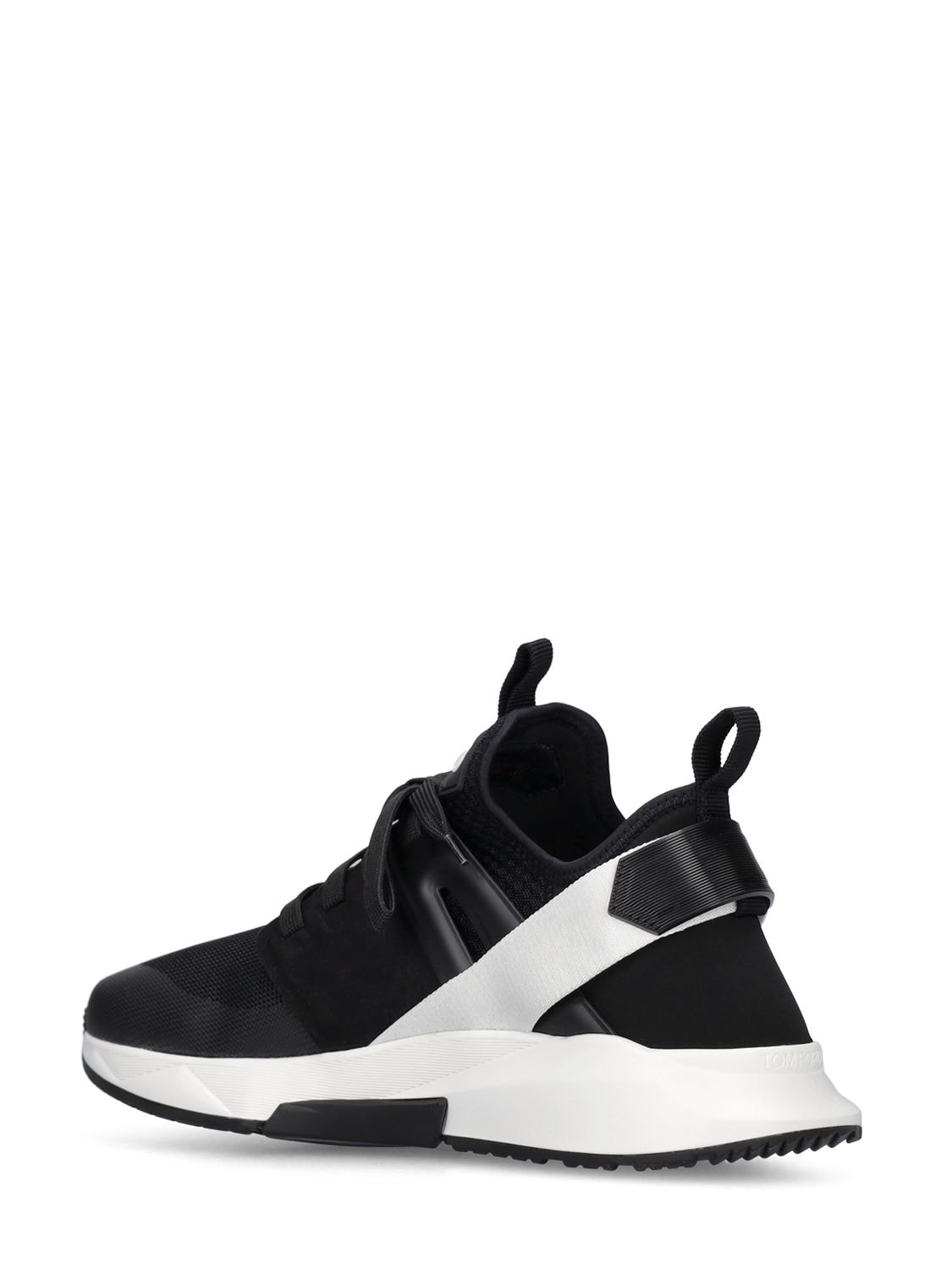Shop Tom Ford Alcantara Tech & Leather Low Sneakers In Black