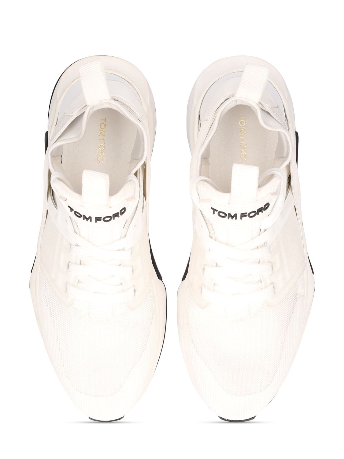 Shop Tom Ford Alcantara Tech & Leather Low Sneakers In White