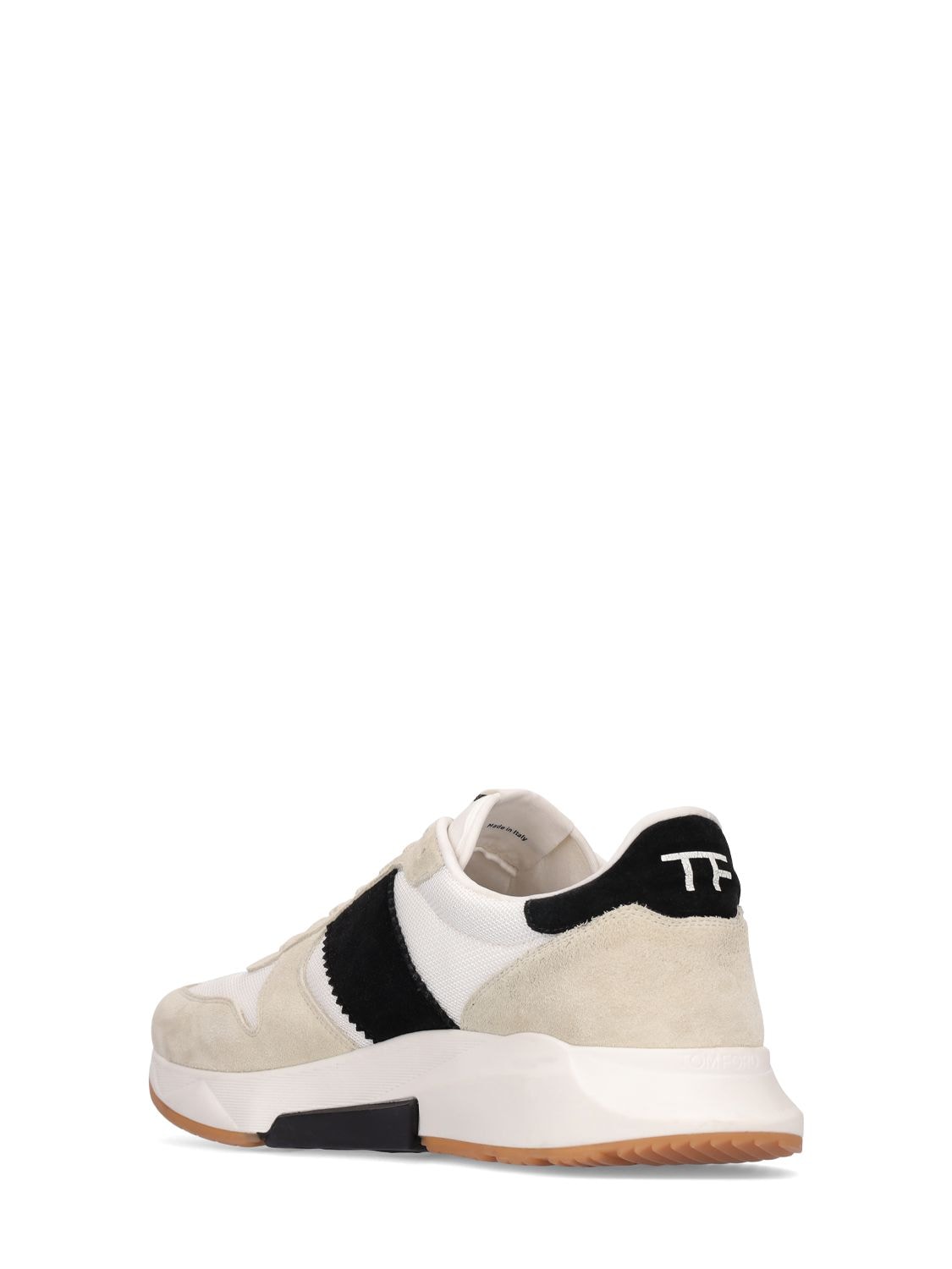 Shop Tom Ford Suede & Tech Low Top Sneakers In White,black