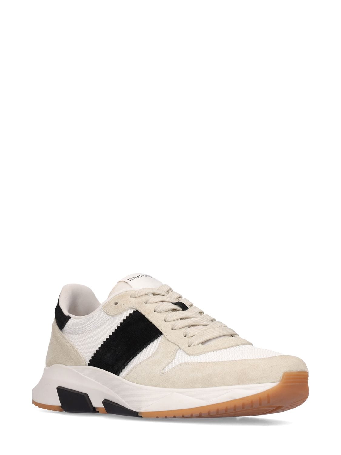 Shop Tom Ford Suede & Tech Low Top Sneakers In White,black