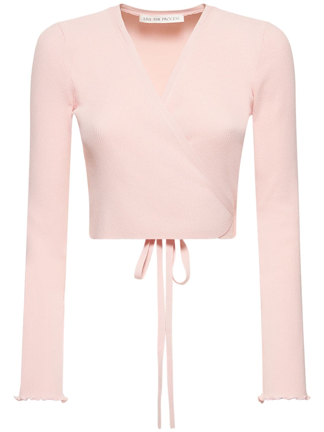 Live The Process Malia Crop Wrap Top In Pink