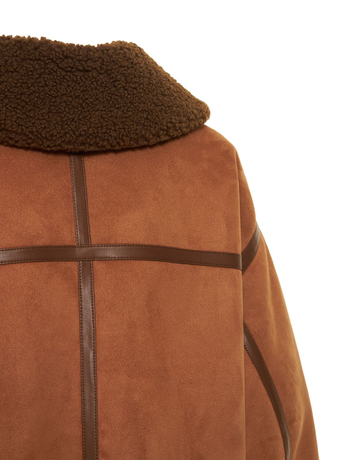 Rotate Birger Christensen Faux Shearling Bomber Jacket In Brown