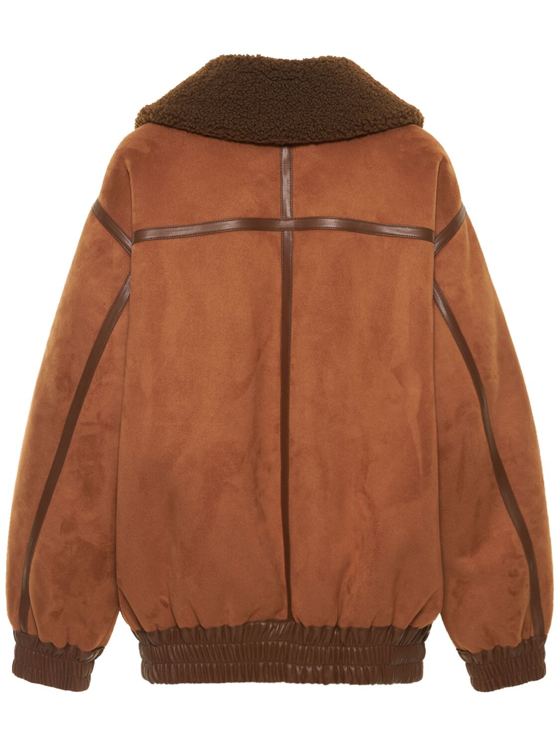 Rotate Birger Christensen Faux Shearling Bomber Jacket In Brown