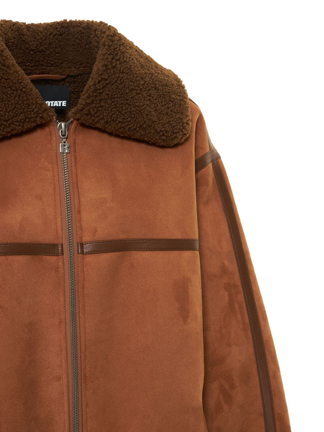 Rotate Birger Christensen Faux Shearling Bomber Jacket In Brown