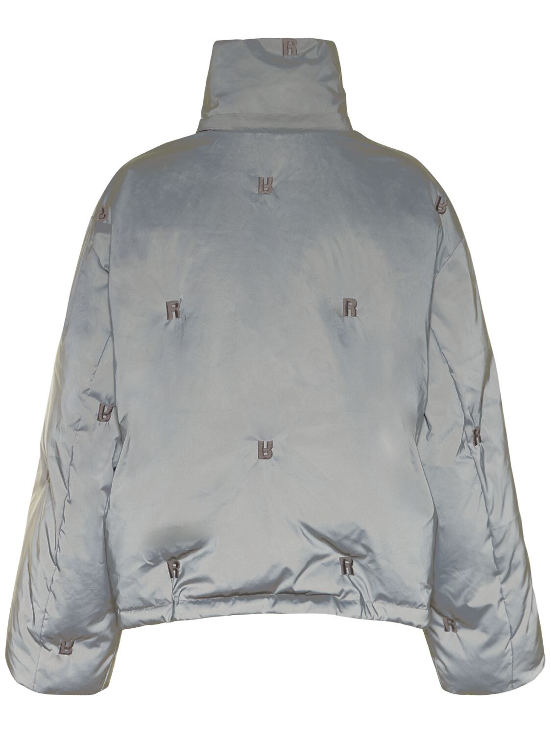 Rotate Birger Christensen Padded Quilt Puffer Logo Jacket In Grey
