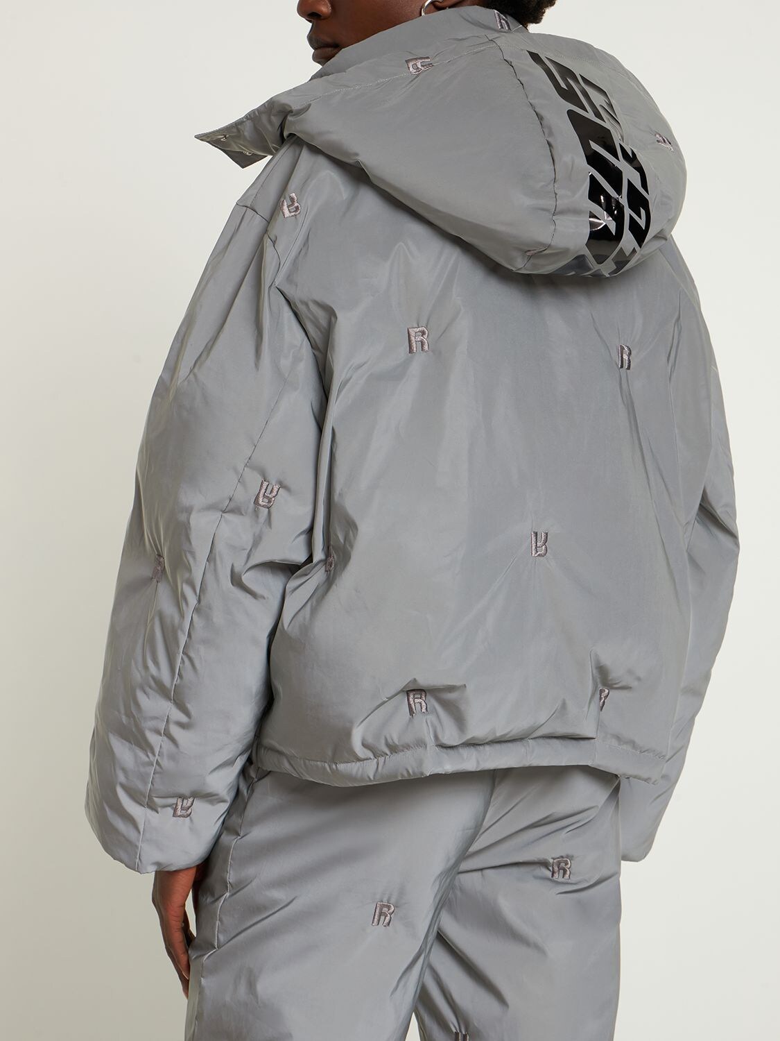 Rotate Birger Christensen Padded Quilt Puffer Logo Jacket In Grey