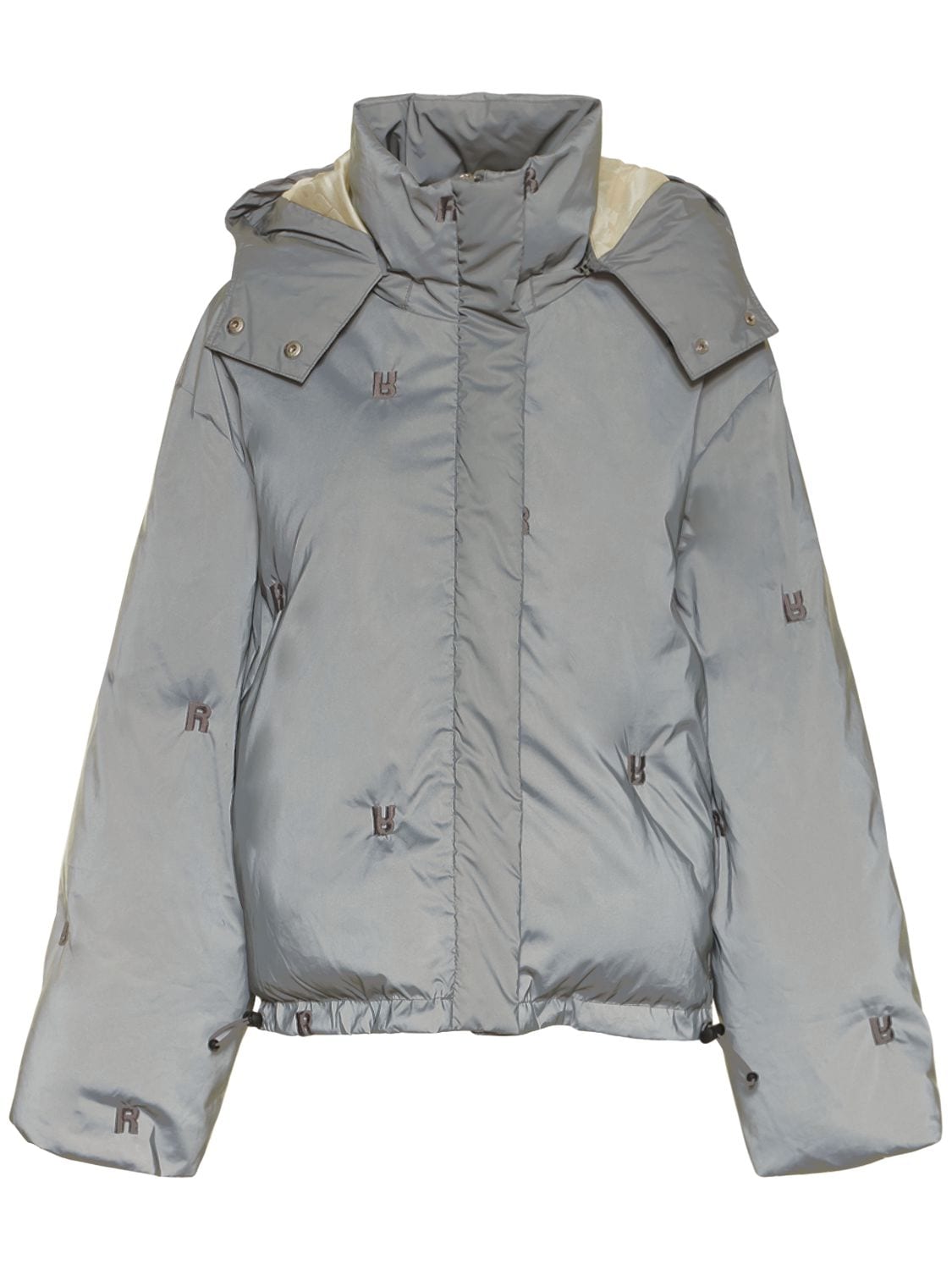 Rotate Birger Christensen Padded Quilt Puffer Logo Jacket In Grey