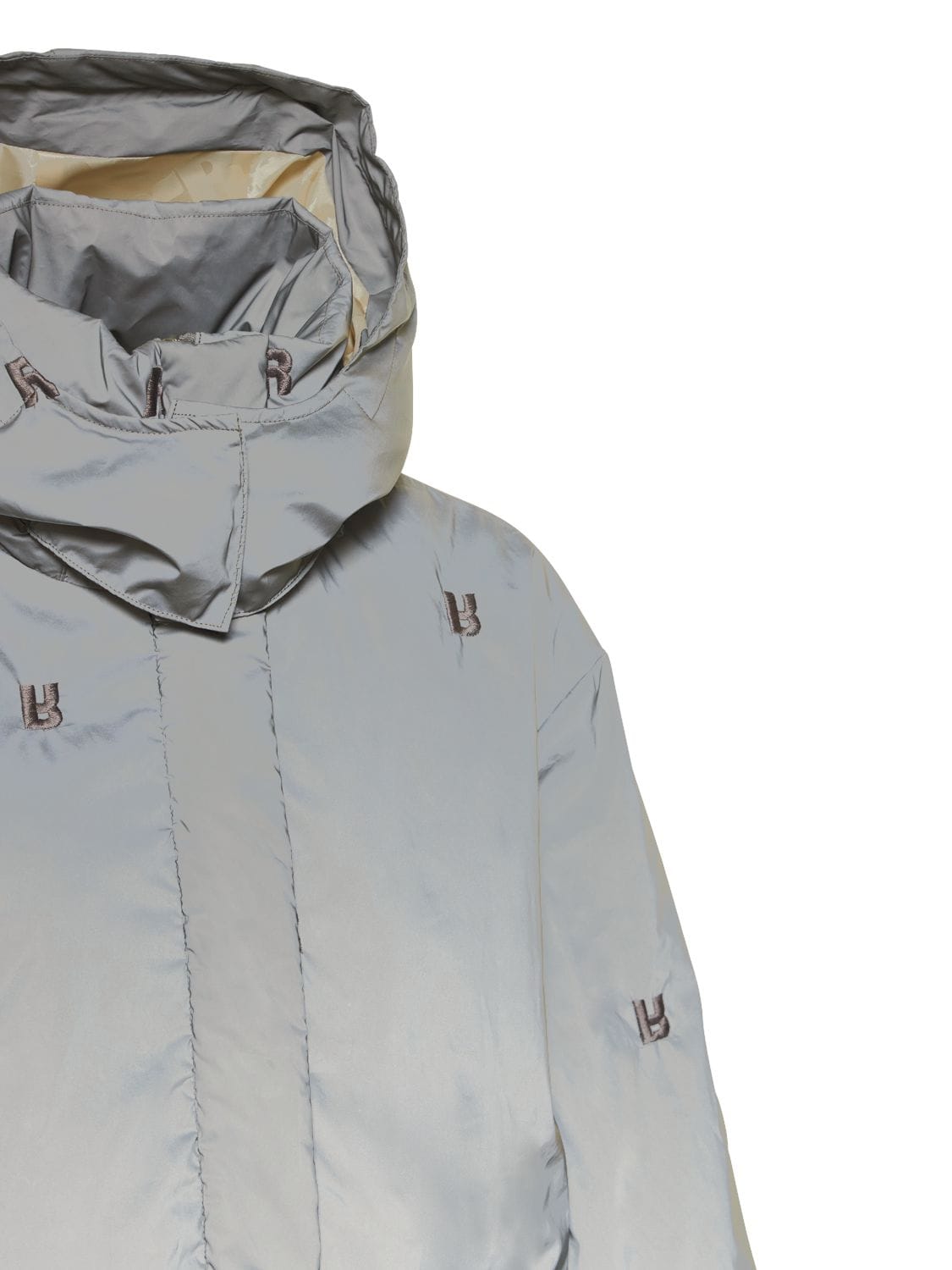 Rotate Birger Christensen Padded Quilt Puffer Logo Jacket In Grey