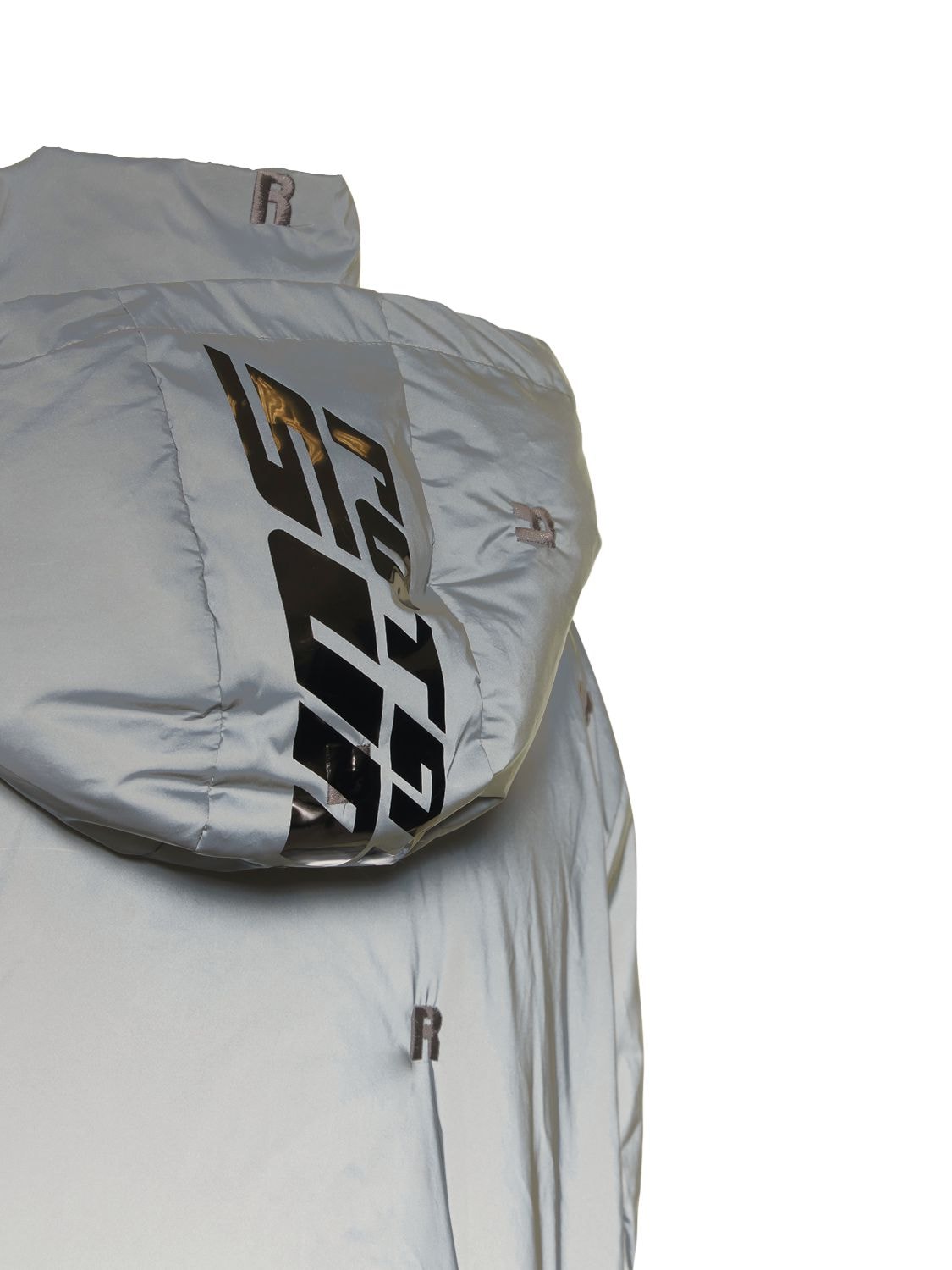 Rotate Birger Christensen Padded Quilt Puffer Logo Jacket In Grey