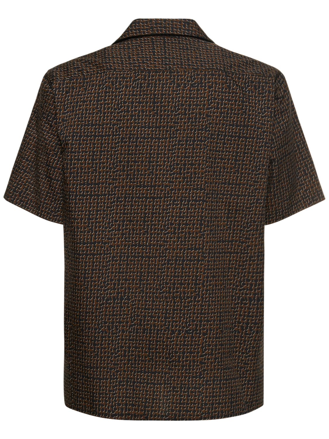 Shop Brioni Printed Cotton & Silk Bowling Shirt In Brown