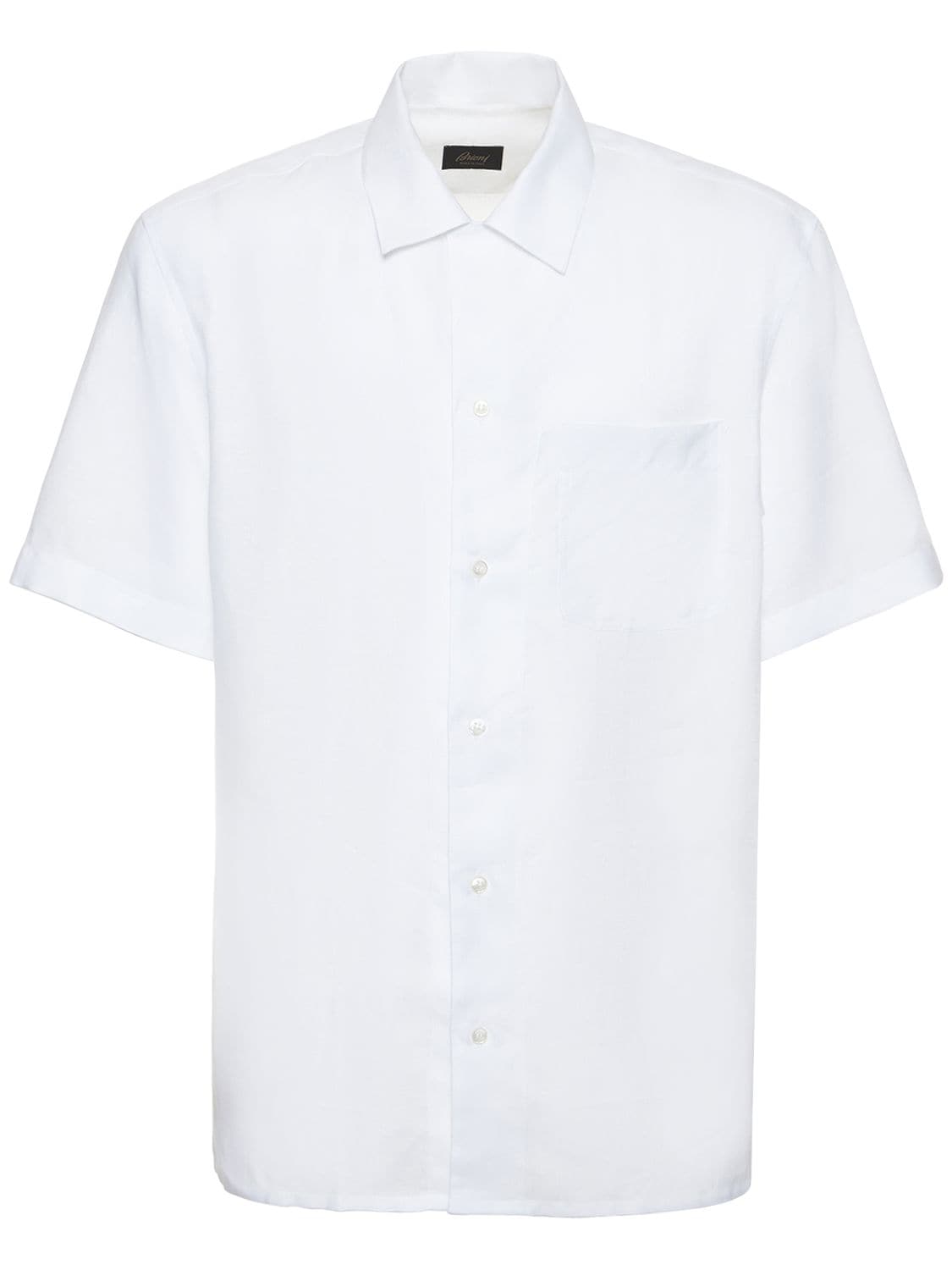 Brioni Linen Short Sleeve Shirt In White