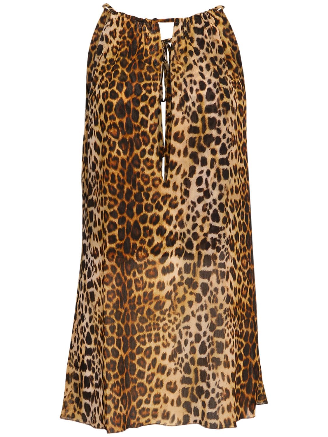 Alex Rivière Studio Ziggy Leopard Print Mini Halter Dress In Brown,multi