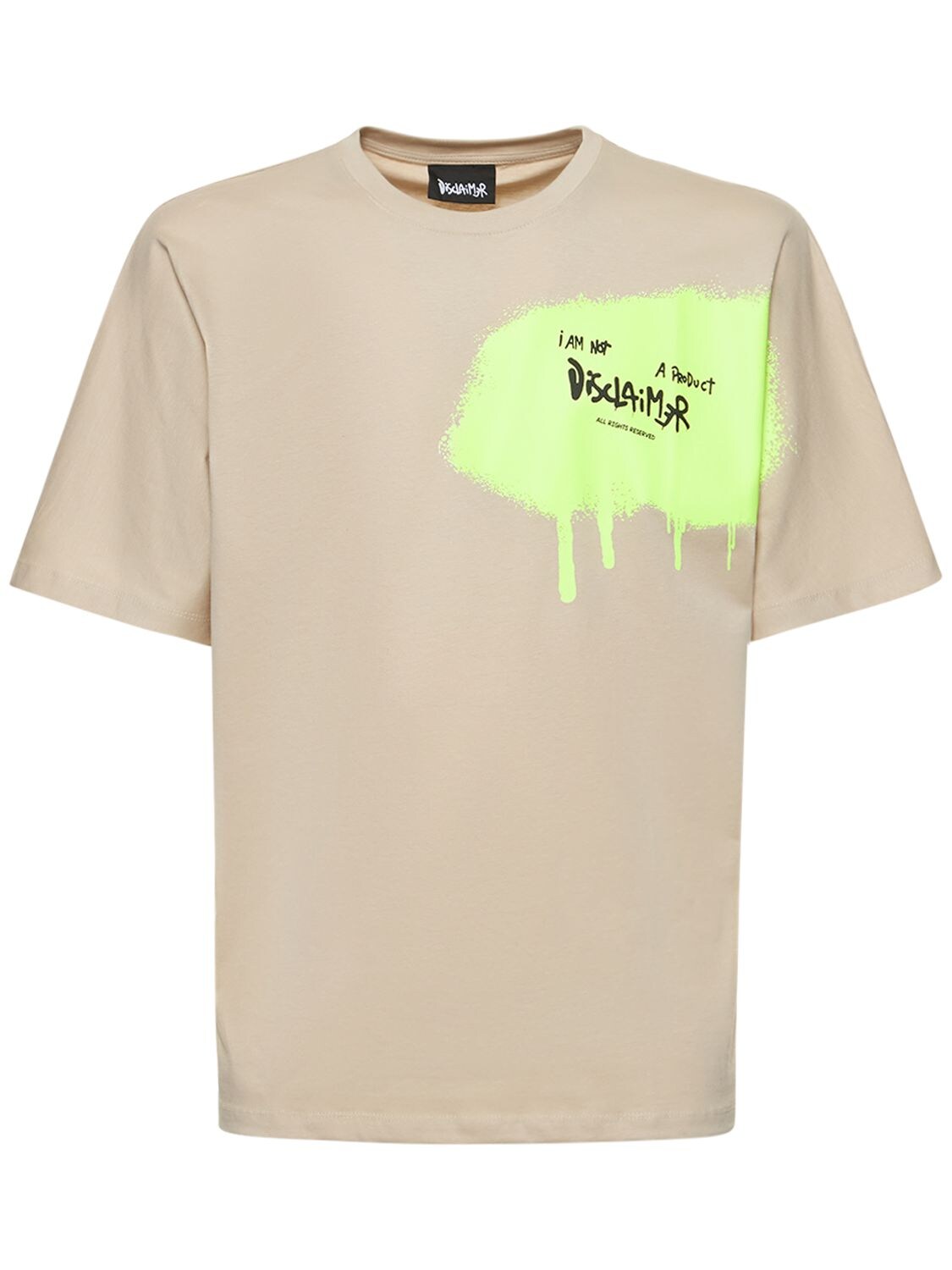 Disclaimer Spry Painted Logo Cotton T-shirt In Beige