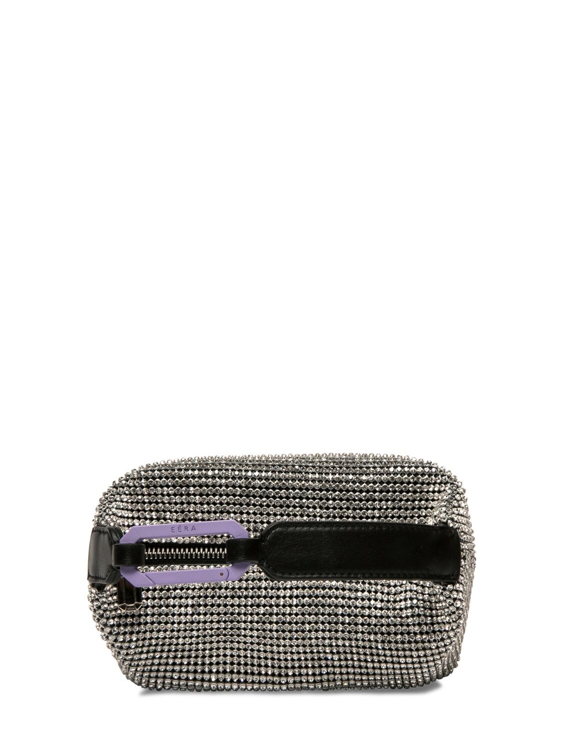 Shop Eéra Moon Leather & Crystal Top Handle Bag In Silver