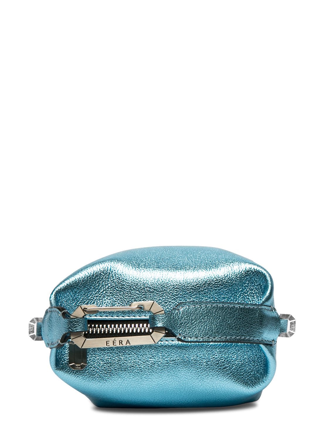 Shop Eéra Tiny Moon Laminated Leather Bag In Turquoise