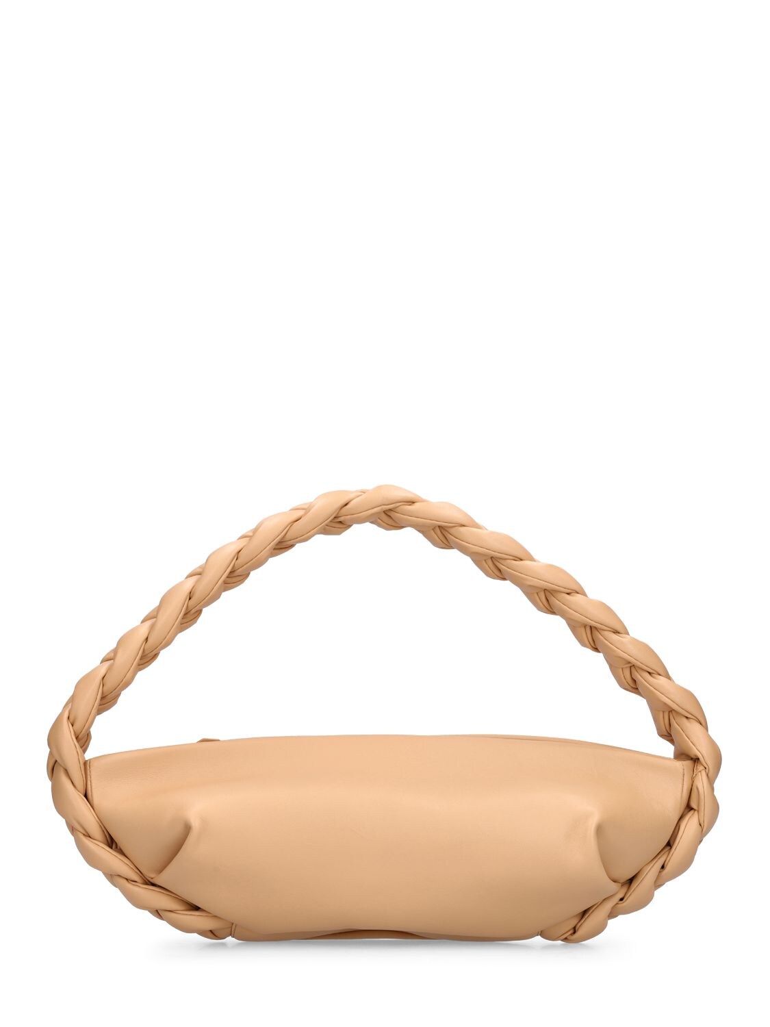 BOMBON M TUMBLED SHINY - Plaited-handle Leather Crossbody Bag