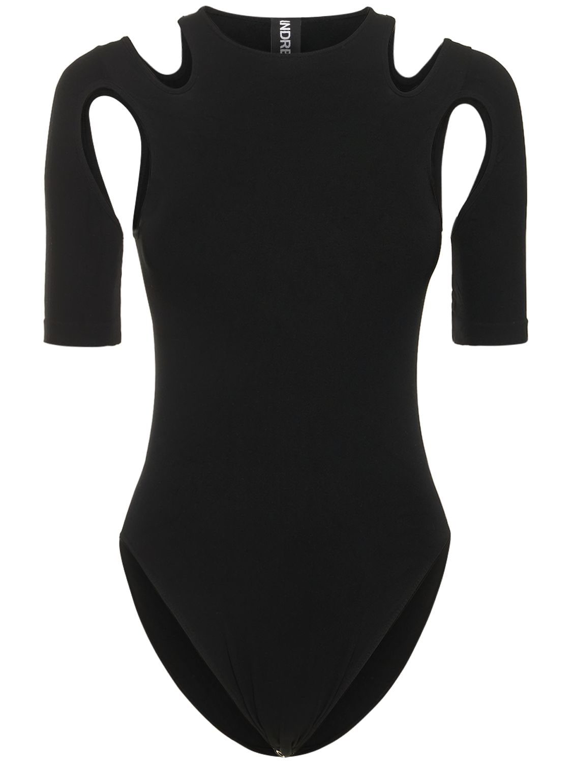 Andreädamo Sculpting Jersey Bodysuit W/cutouts In Black