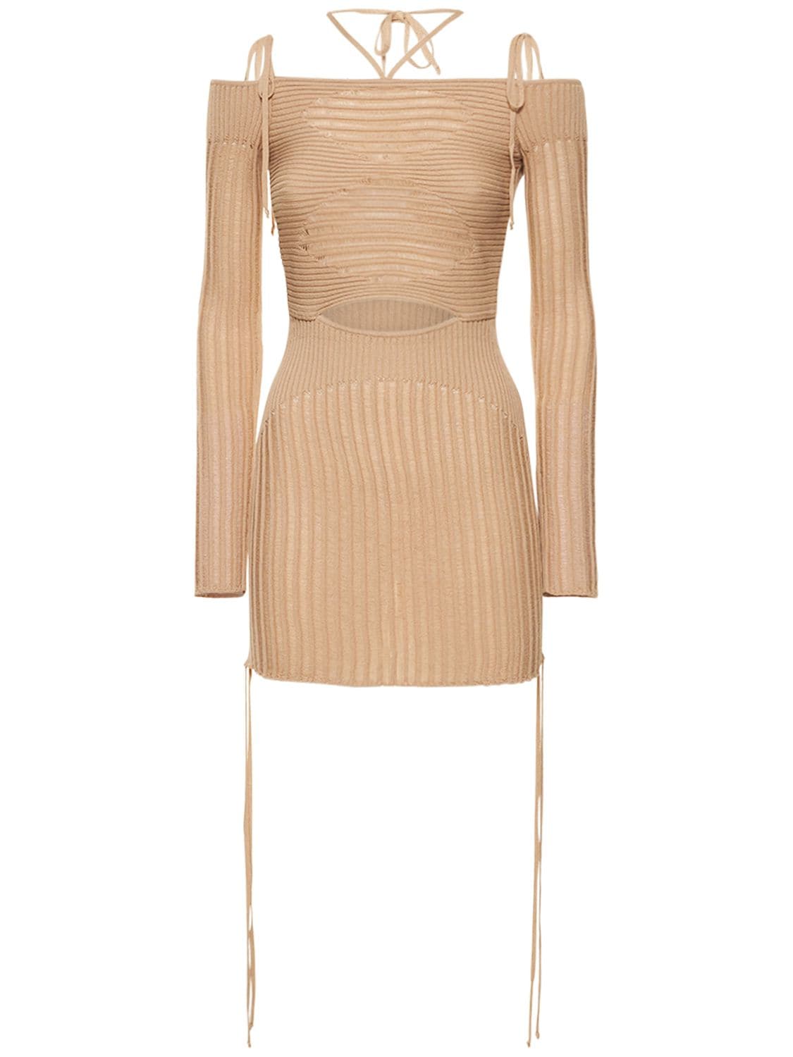 Ribbed Knit Viscose Blend Mini Dress – WOMEN > CLOTHING > DRESSES