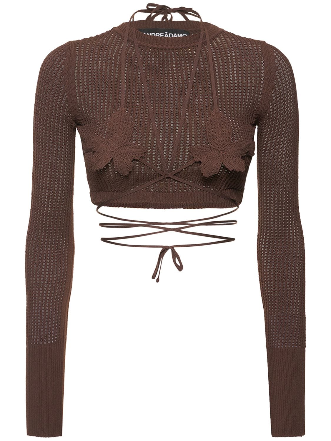 Viscose Blend Fishnet Knit Crop Top – WOMEN > CLOTHING > KNITWEAR