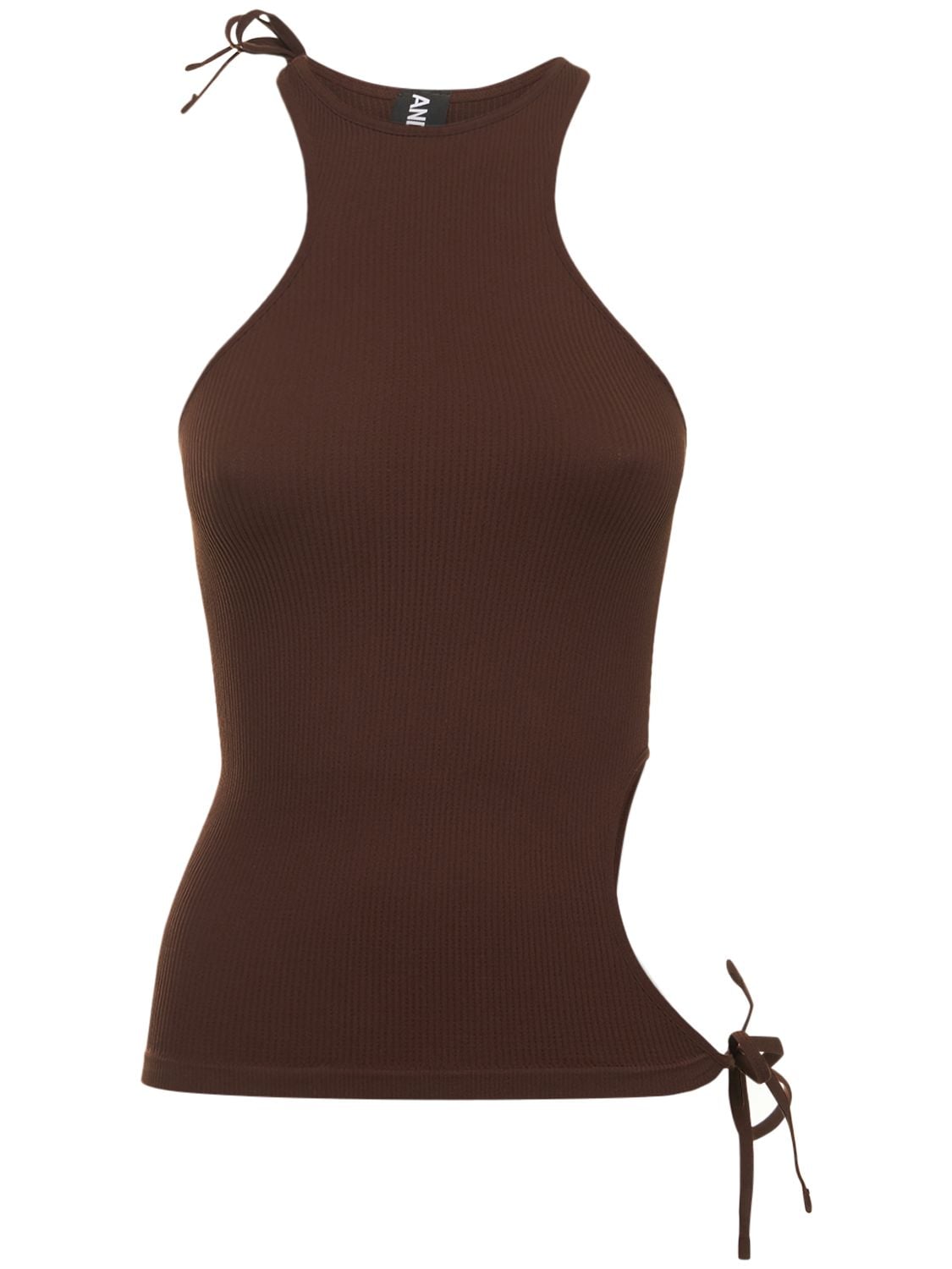 Andreädamo Ribbed Stretch Jersey Tank Top In Nude 003