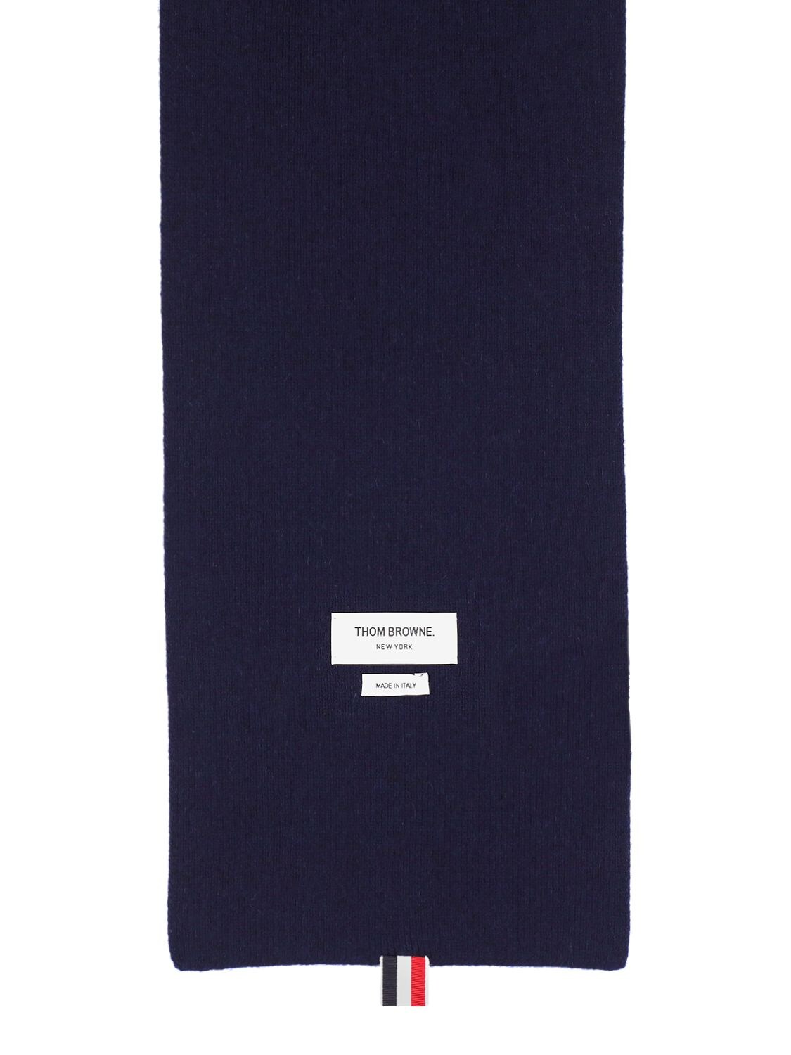 Shop Thom Browne Rubbed Cashmere Scarf In Navy