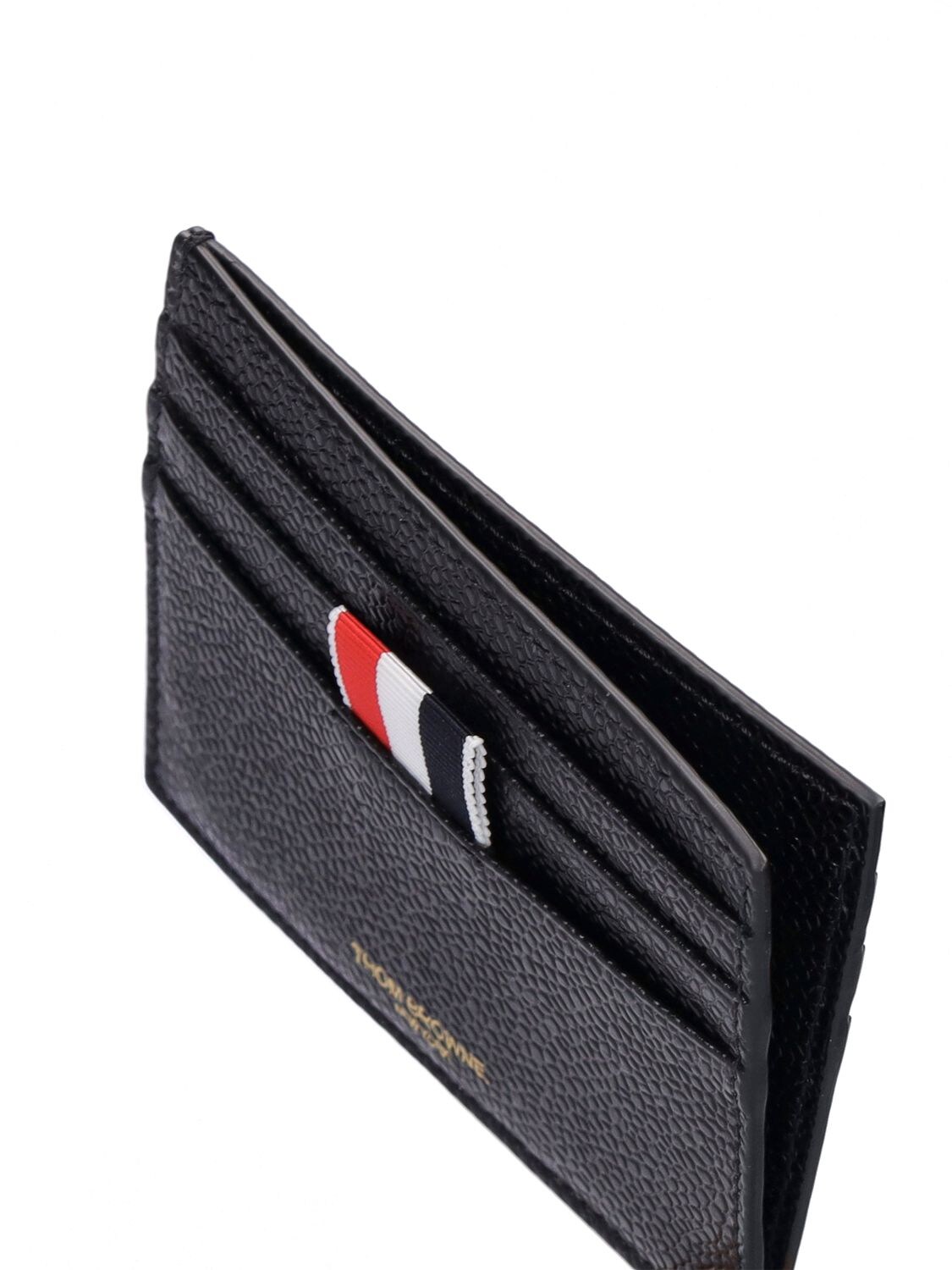 Shop Thom Browne Pebble Leather Credit Card Holder In Black