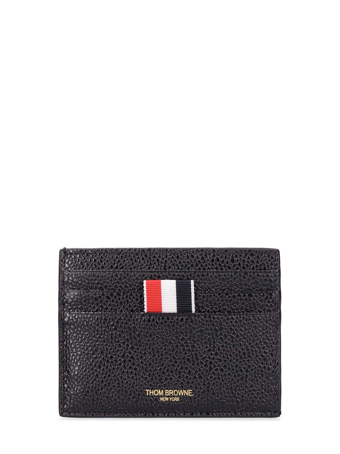 Thom Browne Pebble Leather Credit Card Holder In Black
