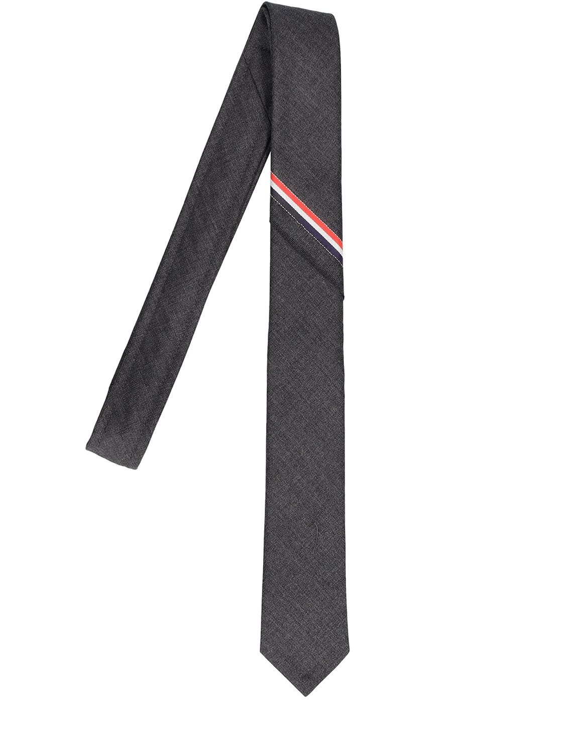 Thom Browne Selvedge Stripe Classic Tie In Dark Grey