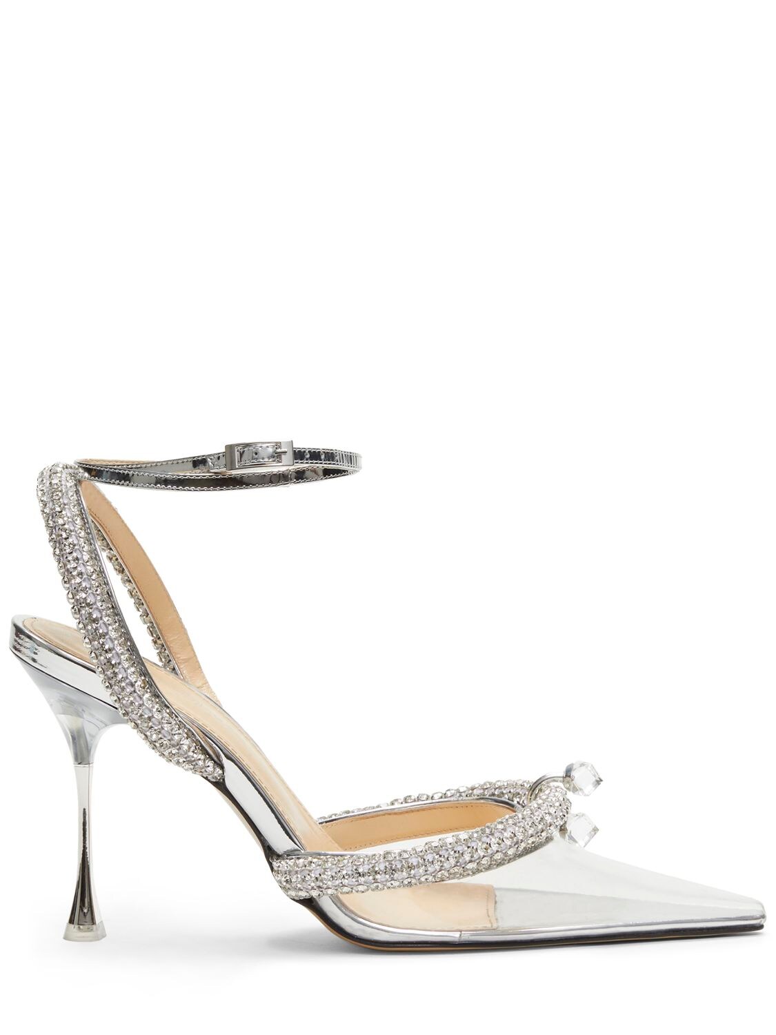 Mach & Mach Georgia Crystal-embellished Pvc And Metallic Leather Pumps In Transparent