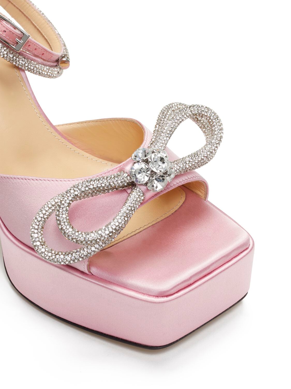 Shop Mach & Mach 140mm Double Bow Satin Sandals In Pink