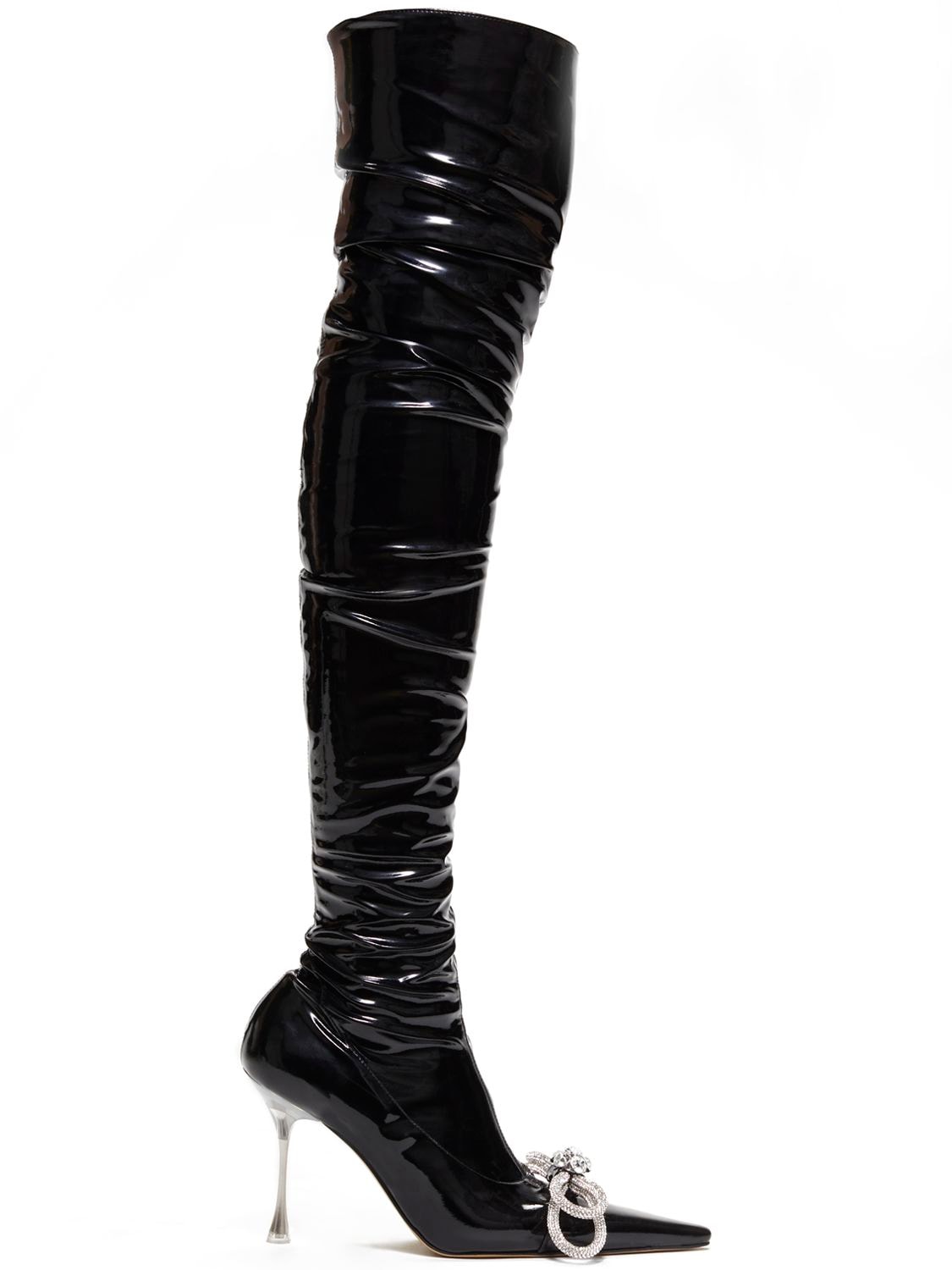 Mach & Mach 100mm Patent Over-the-knee Boots In Black