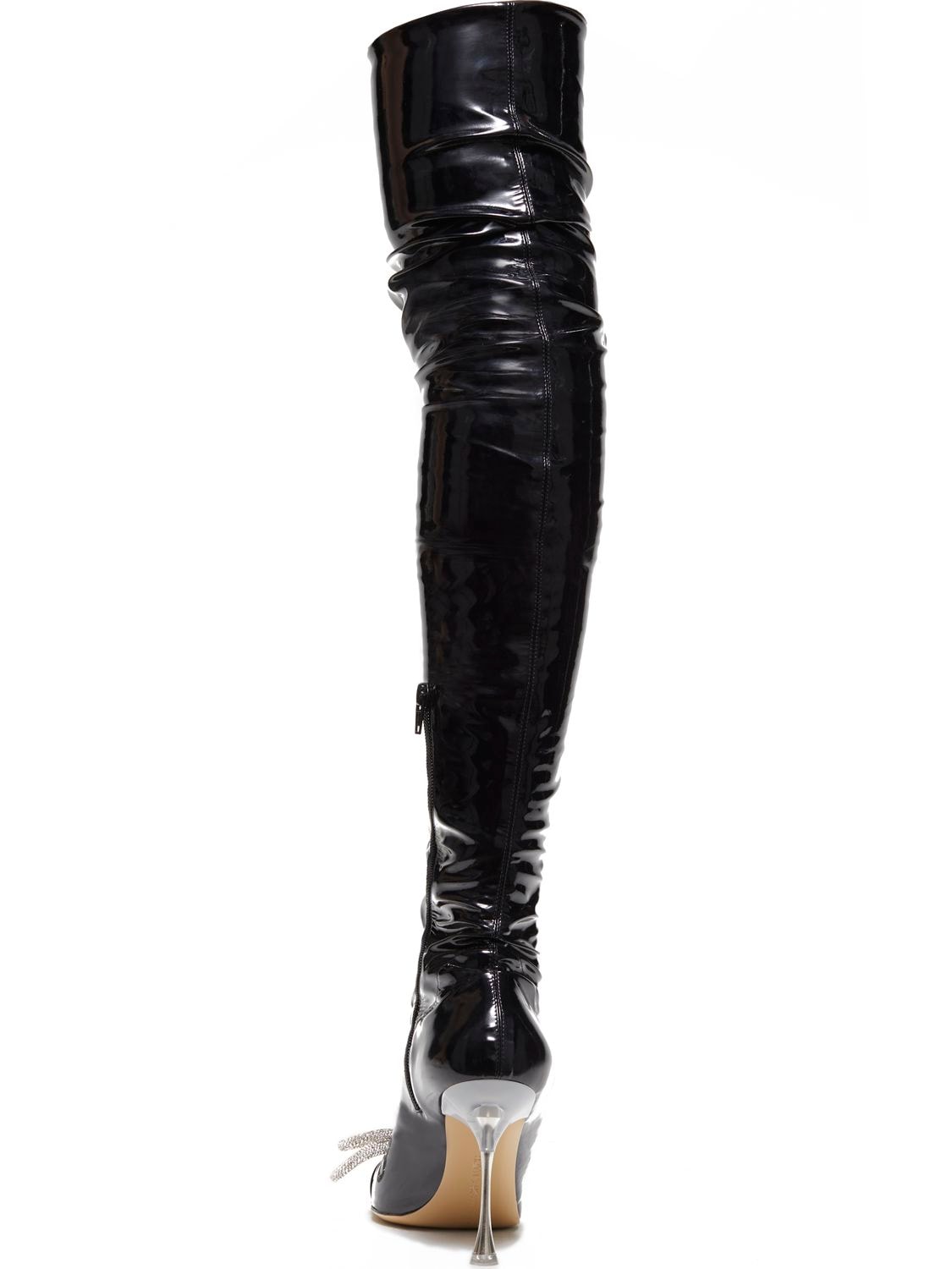 Shop Mach & Mach 100mm Patent Over-the-knee Boots In Black