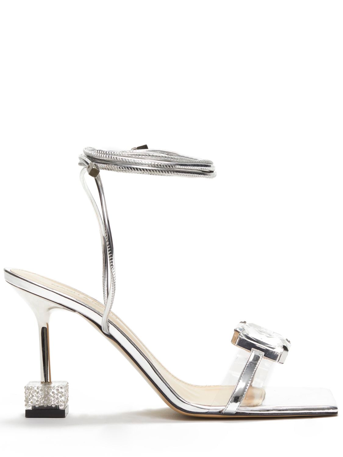 Image of 95mm Crystal Leather & Pvc Sandals