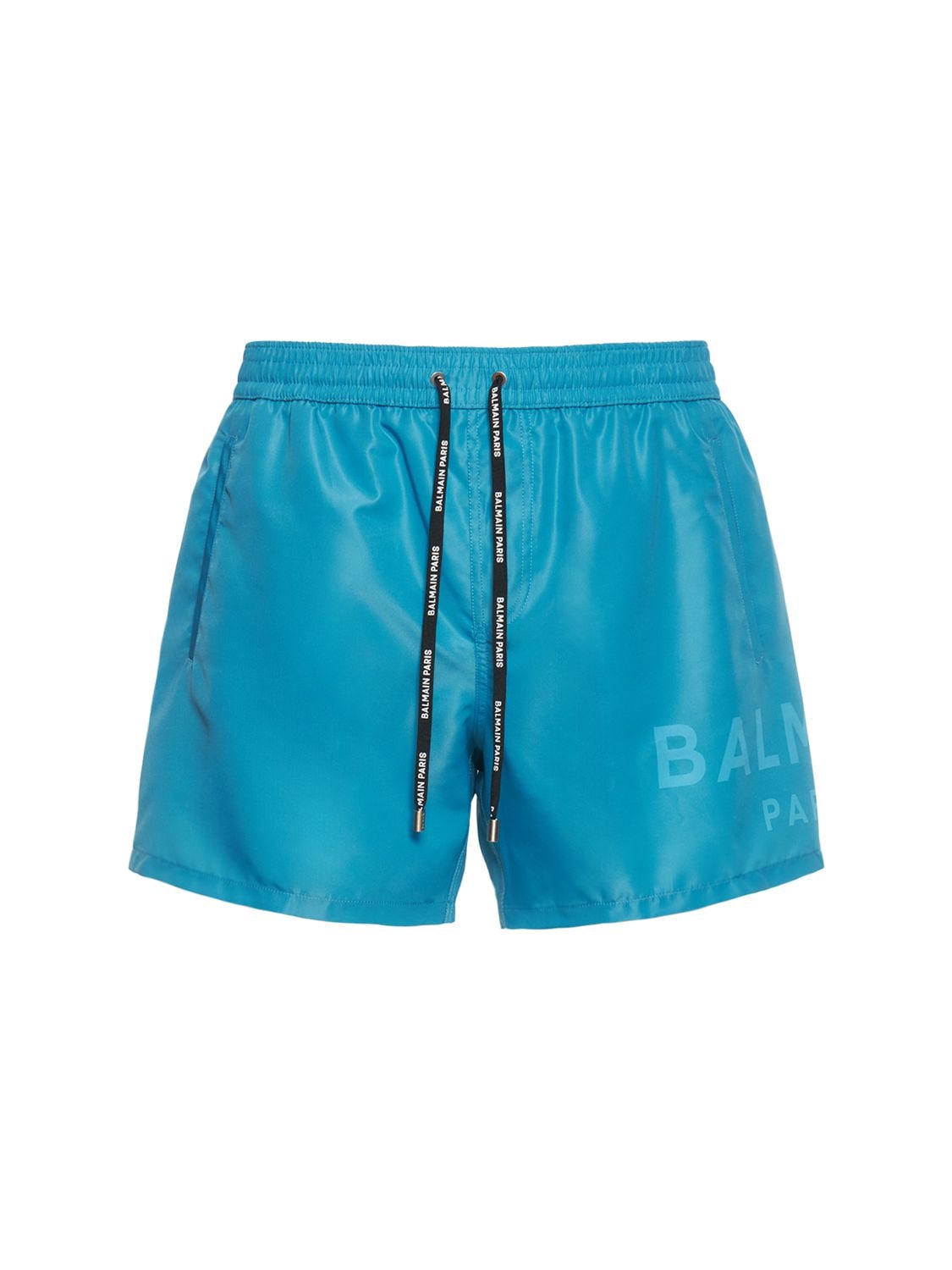 Balmain Underwear Logo Printed Stretch Nylon Swim Shorts In Tuquoise