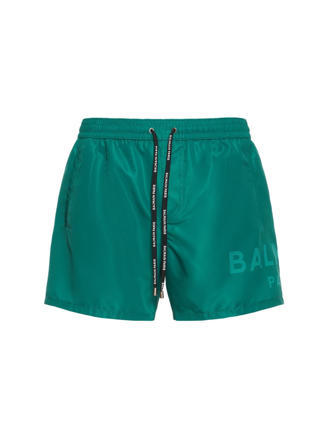 Balmain Underwear Logo Printed Stretch Nylon Swim Shorts In Green