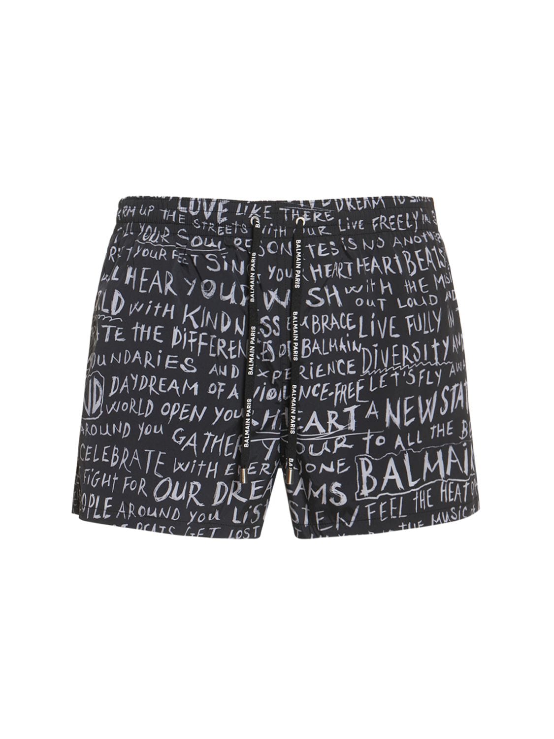 Balmain Underwear Pierre Balmain Graffiti Swim Shorts In Black,white