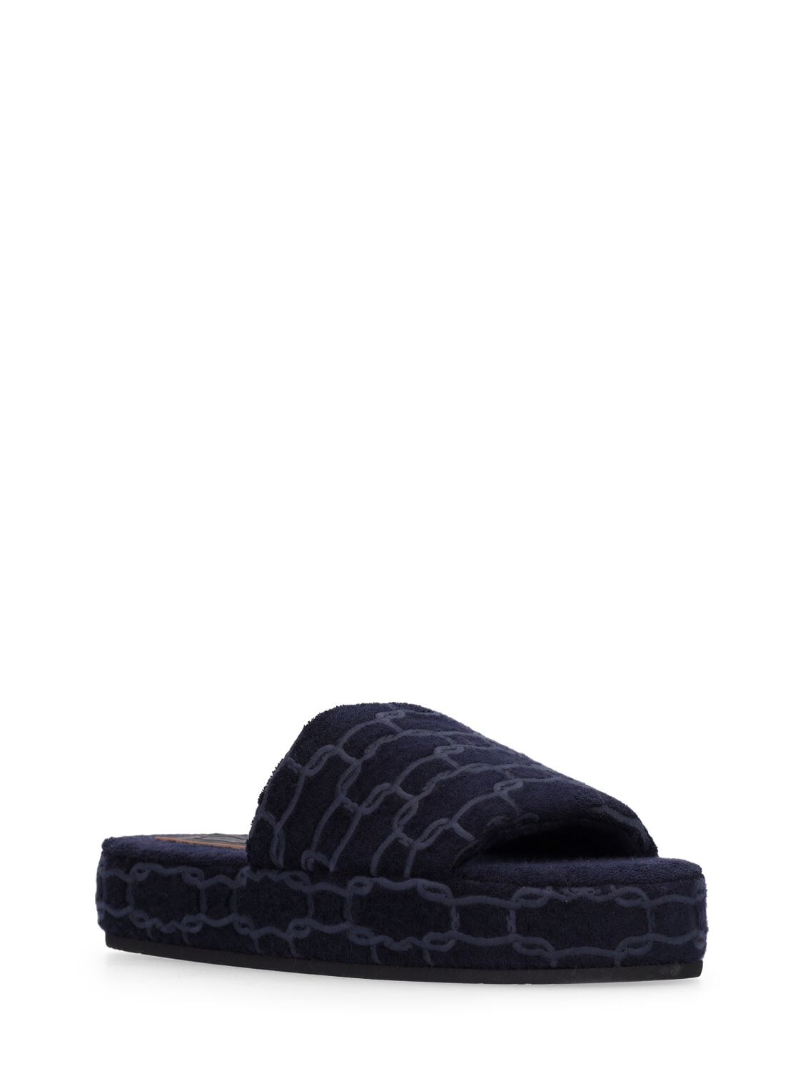 Shop Agnona Stretch Cotton Terry Slippers In Blue