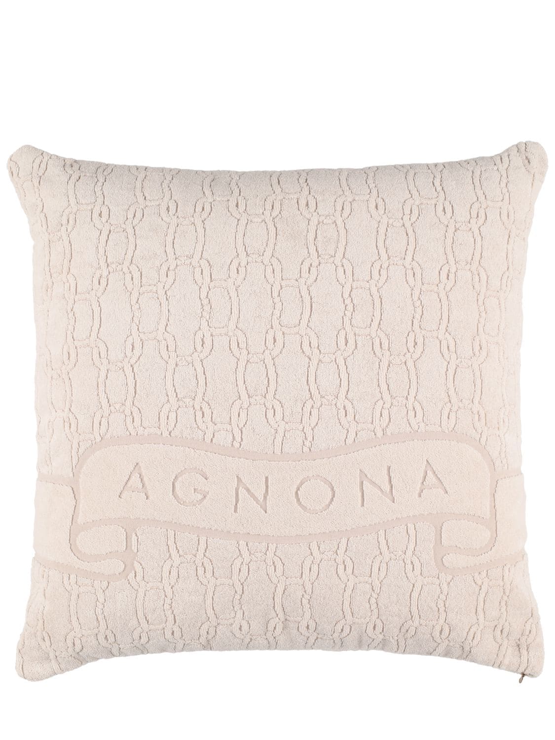 Agnona Logo Cushion In Beige