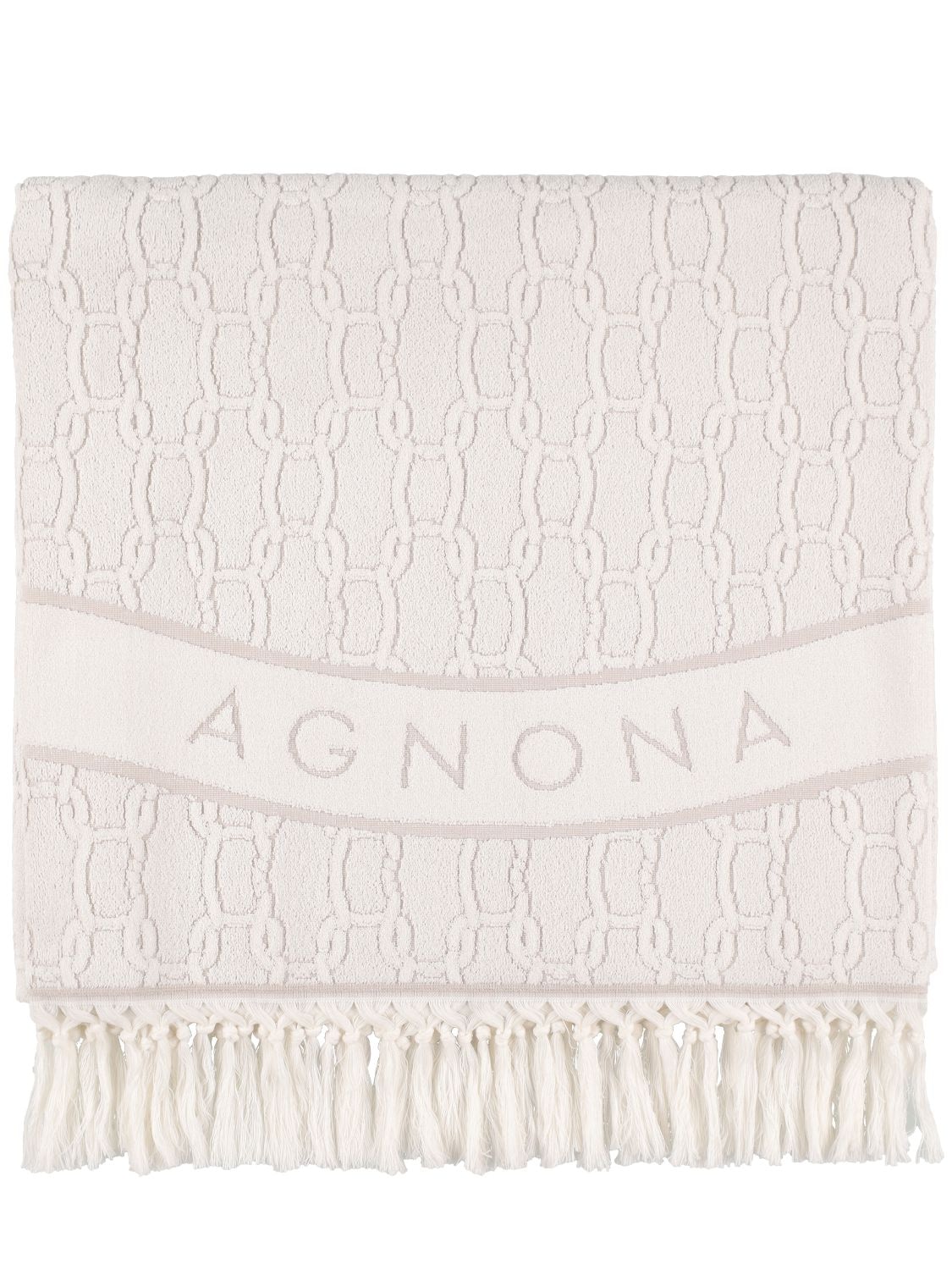 Agnona Chain Jacquard Towel In Stone