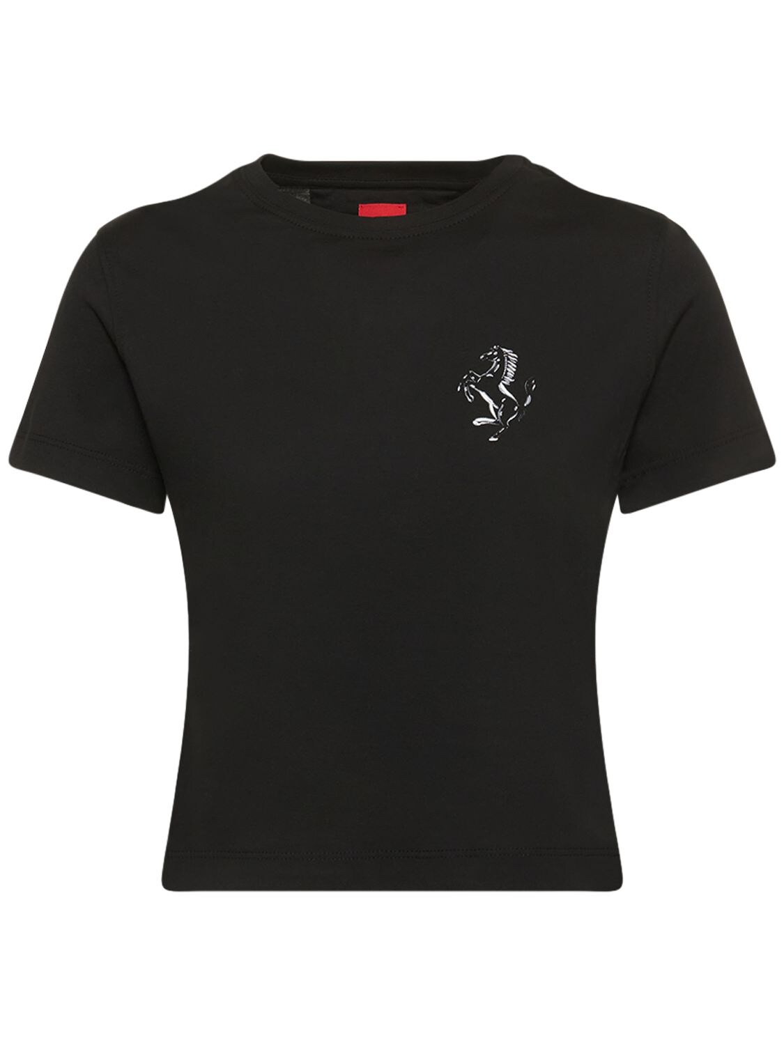 Ferrari Logo Printed Cotton Jersey T-shirt In Black | ModeSens