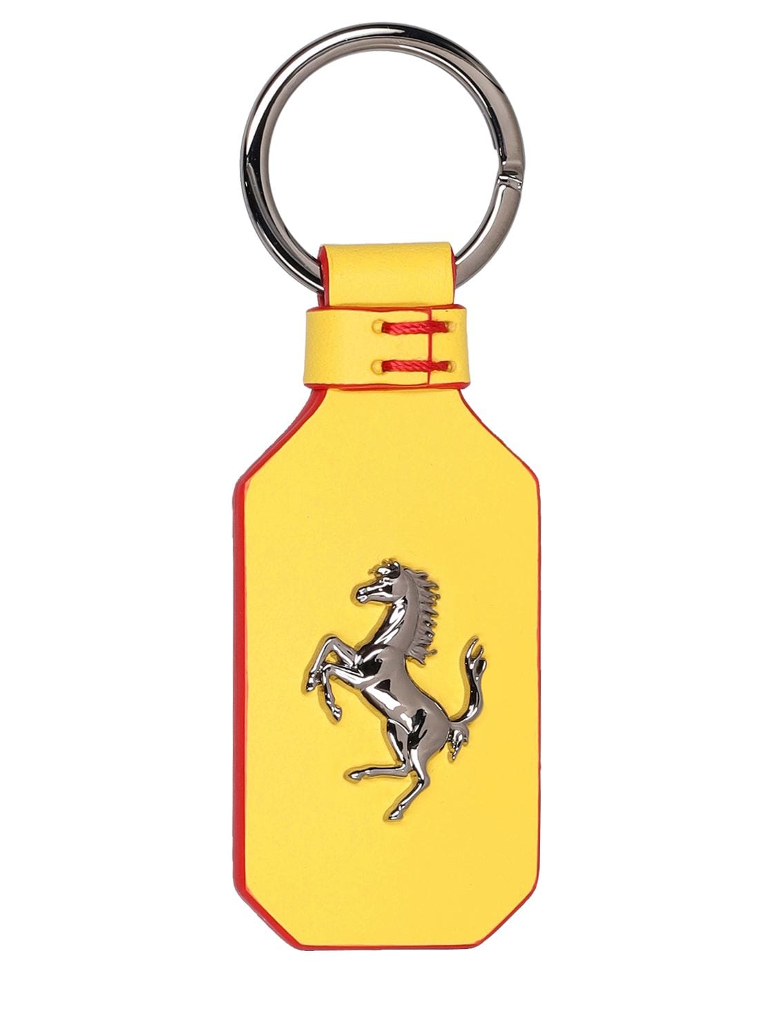 Ferrari Icon Leather Key Holder In Yellow