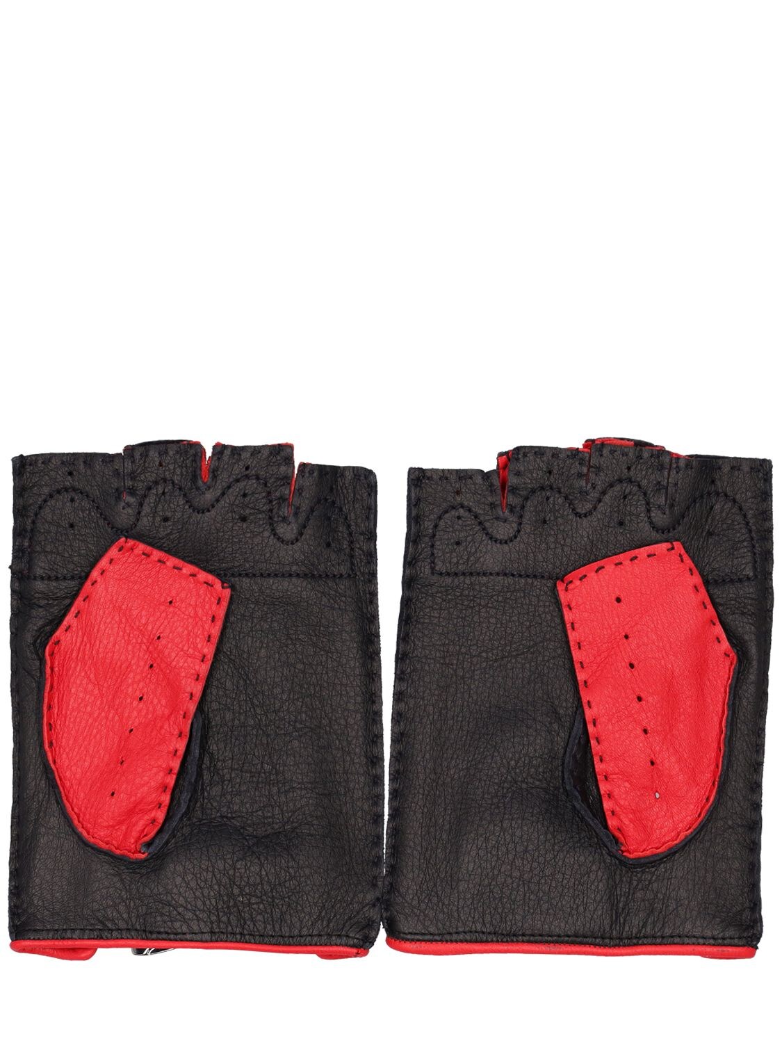 Shop Ferrari Fingerless Leather Gloves In Black